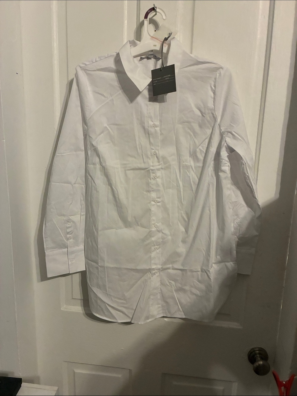 Marled White Long-Sleeve Button-Down Dress Shirt